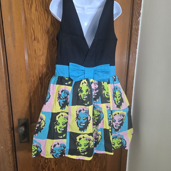 Too Fast Black and Teal Dress - Picture 3 of 6